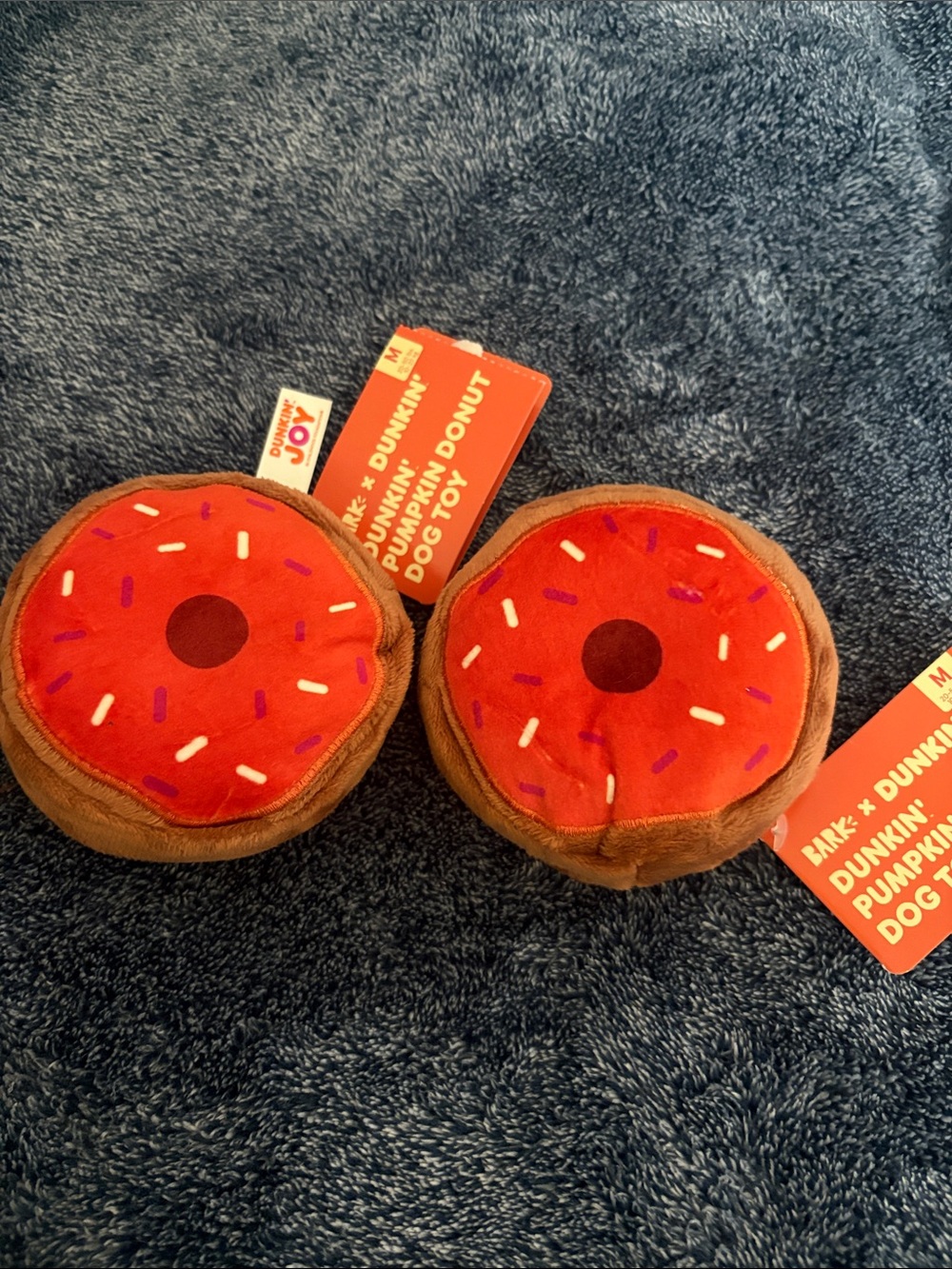 2 Pumpkin Donut Plush Dog Toy-Orange/Brown